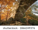 Daniel Boone National Forest, Kentucky, USA under the Natural Arch during auttumn.