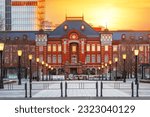 Tokyo, Japan with the historic Tokyo Station building at dawn.