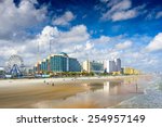 Daytona Beach, Florida, USA beachfront skyline.