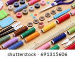row of sewing tools  tailoring... | Shutterstock . vector #691315606