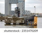 Small photo of Amsterdam, Netherlands - May 18, 2018: Decommissioned Zulu Class Soviet Navy Submarine Northern Fleet Docked in Amsterdam.