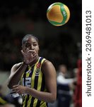 Small photo of ISTANBUL, TURKIYE - MARCH 16, 2023: Ana Cristina Souza in Fenerbahce Opet vs Imoco Volley Conegliano CEV Champions League Volley match in Burhan Felek Sport Hall