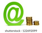 Small photo of E mail sign and stacket coins