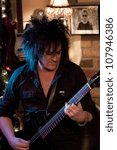 Small photo of BYRAM, NJ - FEB 28: Guitarist for Billy Idol Steve Stevens performs at Salt Gastropub on February 28, 2012 in Byram, NJ. He and his wife appear on the E! television reality show 'Married To Rock'.