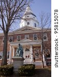 Small photo of Bronze memorial statue of Roger Brooke Taney on grounds of the Maryland State House in Annapolis, MD. where the General Assembly convenes for three months a year.