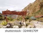 Small photo of TARLAC, PH- Oct. 5: Crater of Mount Pinatubo sign on October 5, 2015 in Tarlac, Philippines. Lake Pinatubo is the summit crater lake of Mt, Pinatubo formed after its climactic eruption on June 1991.