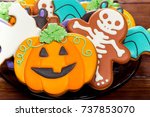 halloween gingerbread  candy ... | Shutterstock . vector #737853070