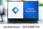 Small photo of POZNAN, POL - SEP 22, 2021: Laptop computer displaying logo of Google Tag Manager, a Tag management system to manage JavaScript and HTML tags, including web beacons, for web tracking and analytics