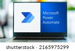 Small photo of POZNAN, POL - MAY 24, 2022: Laptop computer displaying logo of Microsoft Power Automate