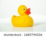 Bright Yellow Toy Duck Against...