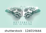 vector paper cut  out butterfly ... | Shutterstock .eps vector #126014666