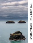 Moody skies and a dramatic rocky coastline at Abereiddy and Blue Lagoon in Pembrokeshire, Wales