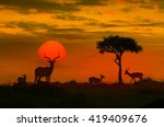 African Sunset With Silhouette...