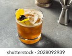 Boozy Refreshing Cold Amaro Sour Cocktail with Lemon