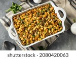 Small photo of Homemade Thanksgiving Pork Sage Stuffing in a Casserole Dish