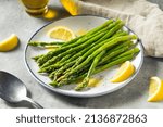 Homemade Organic Steamed Asparagus with Lemon and Olive Oil