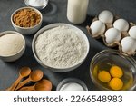 Organic Raw Baking Ingredients with Flour Sugar Milk and Eggs