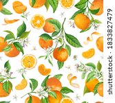 Mandarin Floral Pattern  Vector ...