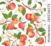 autumn apple seamless pattern.... | Shutterstock .eps vector #1852766173