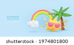 realistic summer 3d flyer... | Shutterstock .eps vector #1974801800