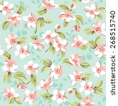 vintage floral and cherry... | Shutterstock .eps vector #268515740