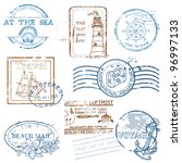 vector set of retro sea stamps  ... | Shutterstock .eps vector #96997133