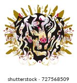 tiger head mascot with gold... | Shutterstock .eps vector #727568509