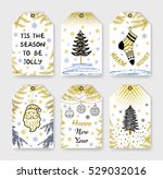 set gift tags. holiday label in ... | Shutterstock .eps vector #529032016