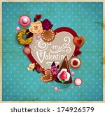 valentine s day vintage frame... | Shutterstock .eps vector #174926579