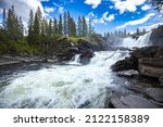Ristafallet Waterfall In The...