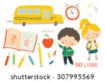 school set   funny hand drawn... | Shutterstock .eps vector #307995569