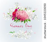 vintage floral vector wreath... | Shutterstock .eps vector #1045223050