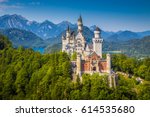 Beautiful view of world-famous Neuschwanstein Castle, the nineteenth-century Romanesque Revival palace built for King Ludwig II on a rugged cliff near Fussen, southwest Bavaria, Germany
