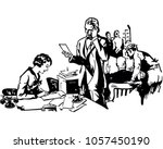 busy office scene   retro clip... | Shutterstock .eps vector #1057450190