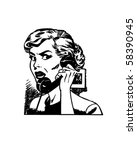 angry woman on phone   retro... | Shutterstock .eps vector #58390945