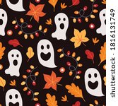 halloween seamless pattern with ... | Shutterstock .eps vector #1816131749