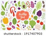 vegetables set with green pea ... | Shutterstock .eps vector #1917407903