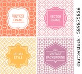 set of vintage frames in orange ... | Shutterstock .eps vector #589875836