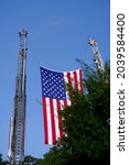 Small photo of CUMMING, GEORGIA - September 10, 2021: A memorial service commemorating the 20th anniversary of the terrorist attacks on nine-eleven is held in Fowler Park in Cumming, Georgia.