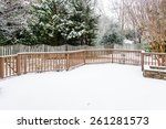 Snow On Wood Deck And Fence...