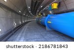 3D-illustration of a particle accelerator and hadron collider. 3D Illustration