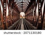 symmetry of the metal railway bridge