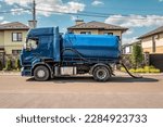 Small photo of Sewage Tank truck. Sewer pumping machine. Septic truck. Industrial theme
