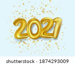 gold 2021 balloon lettering... | Shutterstock .eps vector #1874293009