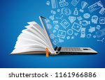 computer as book knowledge base ... | Shutterstock .eps vector #1161966886