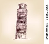Pisa Tower   Hand Drawn  Vector ...