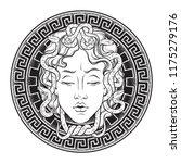 medusa gorgon head on a shield... | Shutterstock .eps vector #1175279176