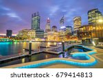 Downtown Perth skyline in Australia at twilight