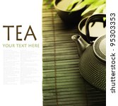 Asian Tea Set On Bamboo Mat...
