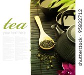 Asian Tea Set On Bamboo Mat ...